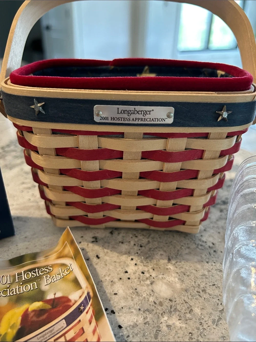 Vintage Longaberger Red, White & Blue Basket with Star Liner 🇺🇸
